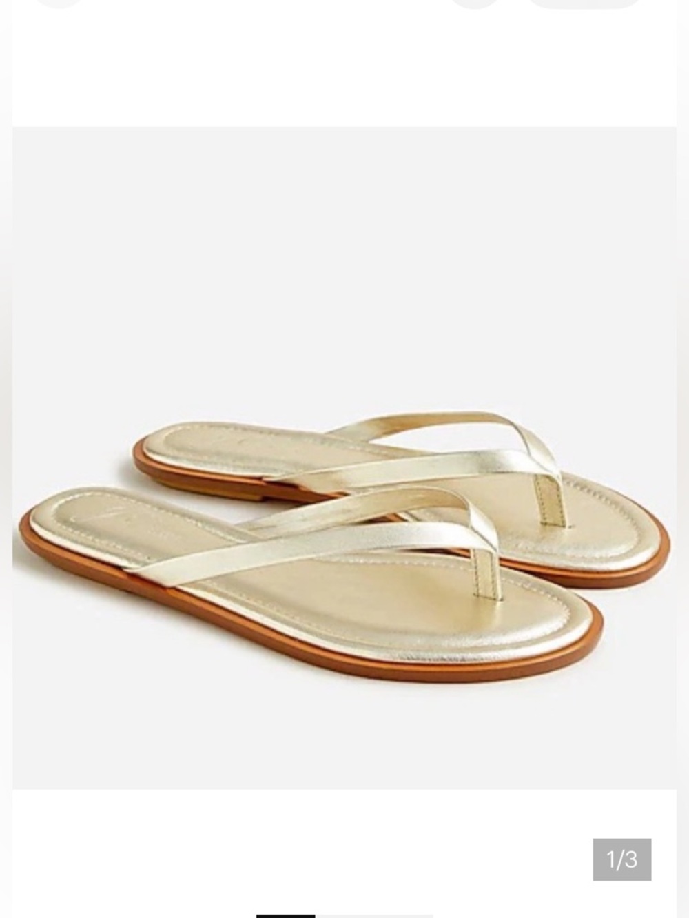 New. J.Crew Gold Easy summer flip-flops  Read